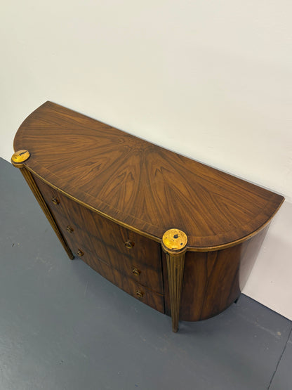 French Louis XVI Style Demilune Three Drawer Chest