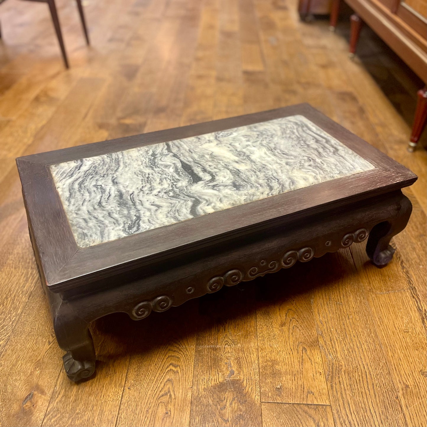 ANTIQUE CHINESE MARBLE TOP DISPLAY RISER