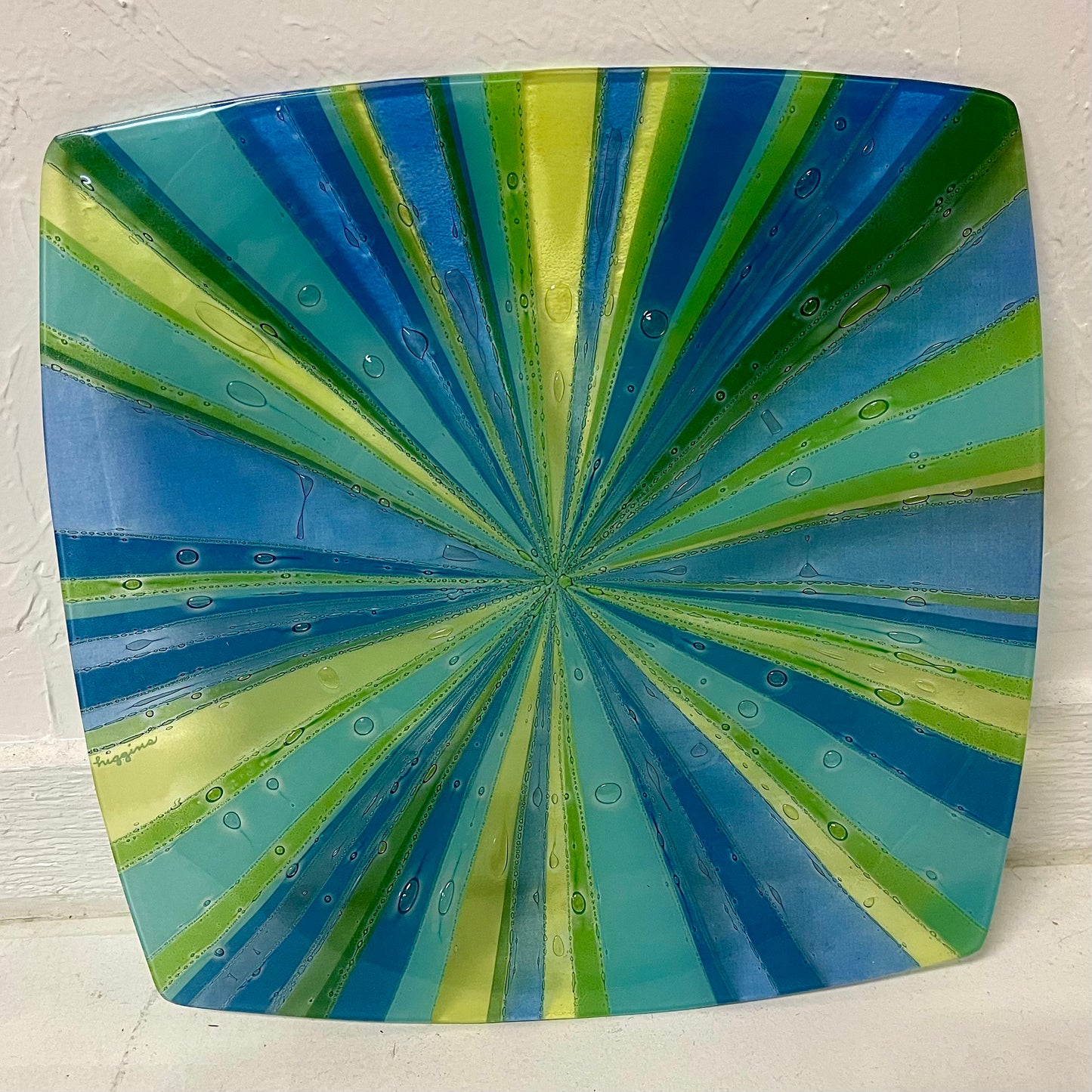 1960s LARGE HIGGINS FUSED GLASS DECORATIVE PLATTER