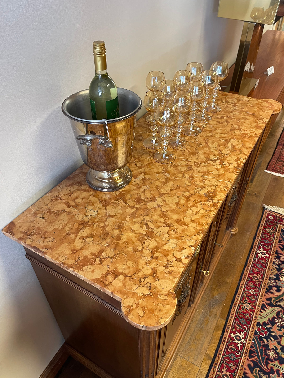 ANTIQUE FRENCH MARBLE TOP BUFFET/SIDEBOARD, FRANCE
