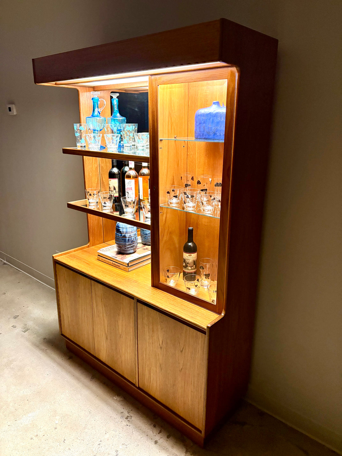 Mid Century Teak Lighted Dry Bar By Turnidge of London - England