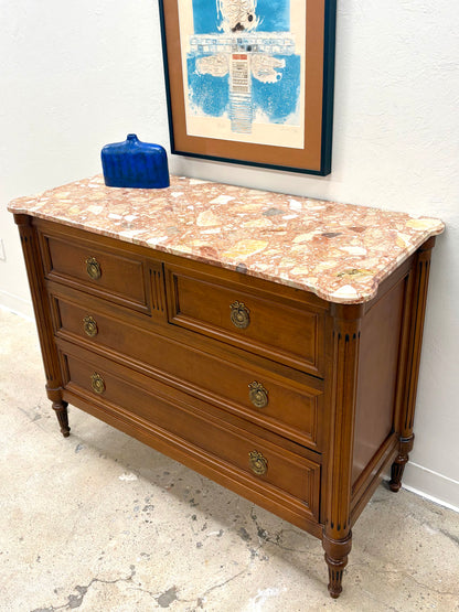 French Louis XVI Marble Top Four Drawer Chest/Dresser #1 - France