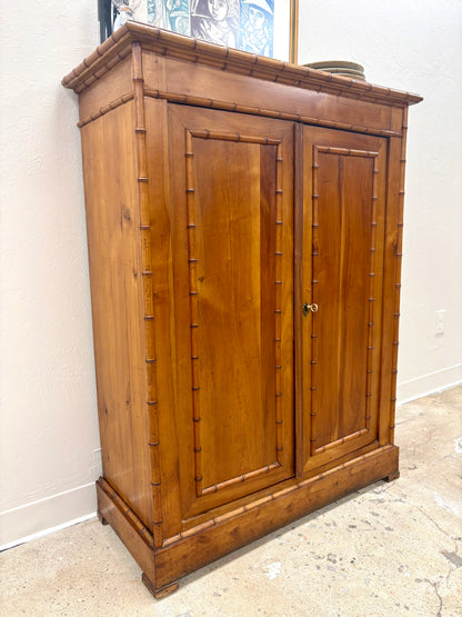 Antique French Faux Bamboo Two Door Cabinet - France