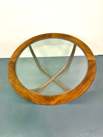 Mid Century Round Teak & Glass Top Coffee/End Table by G Plan - England
