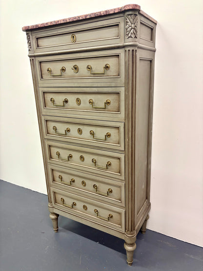 Louis XVI Style Painted Marble Top Semainier