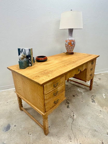 Vintage Mid Century Danish Oak Bookcase Front Desk - Denmark