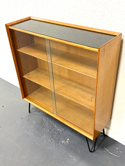 Mid Century Oak Glass Front Display Cabinet - England