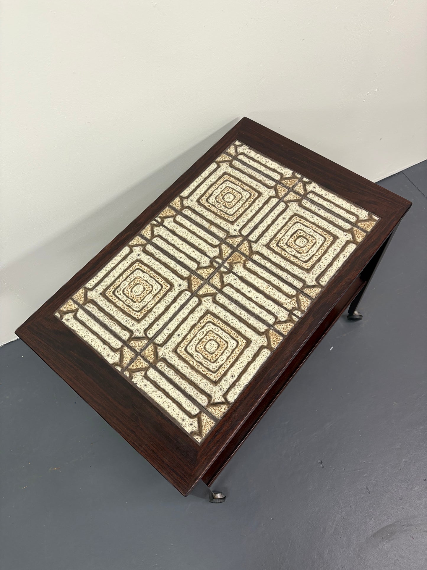 Mid Century Rosewood & Tile Bar Cart/Trolley