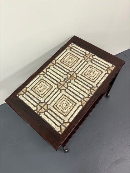 Mid Century Rosewood & Tile Bar Cart/Trolley