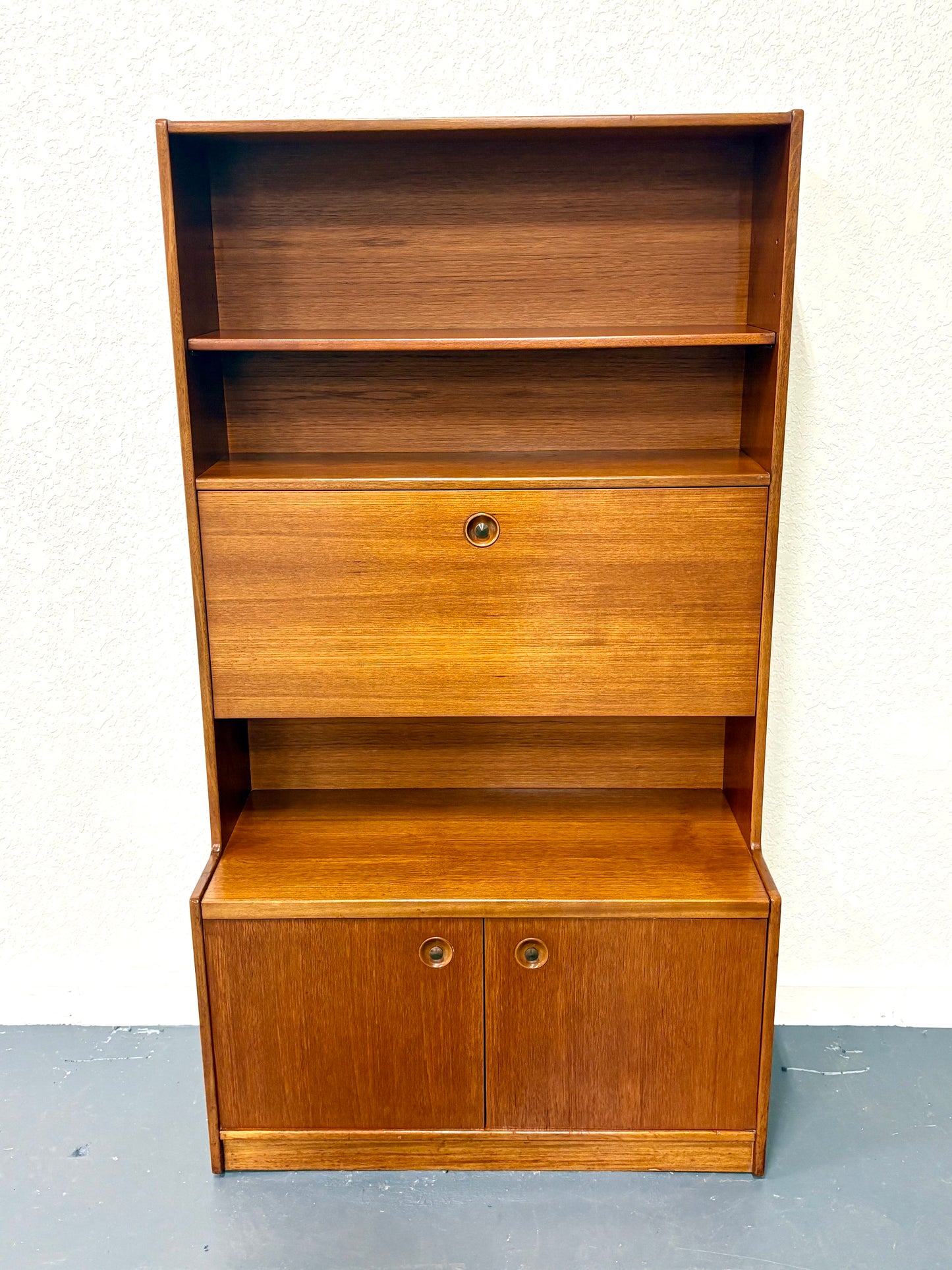 Mid Century Teak Drop Front Secretary/Desk - England