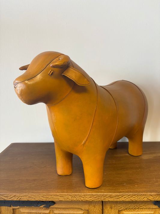 VINTAGE LEATHER BULL IN THE STYLE OF DIMITRI OMERSA