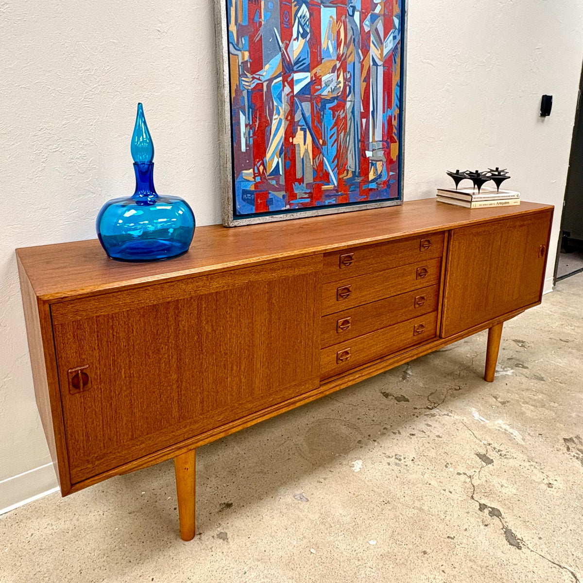Long Mid Century Teak Sideboard/Credenza By Clausen & Sons - Denmark