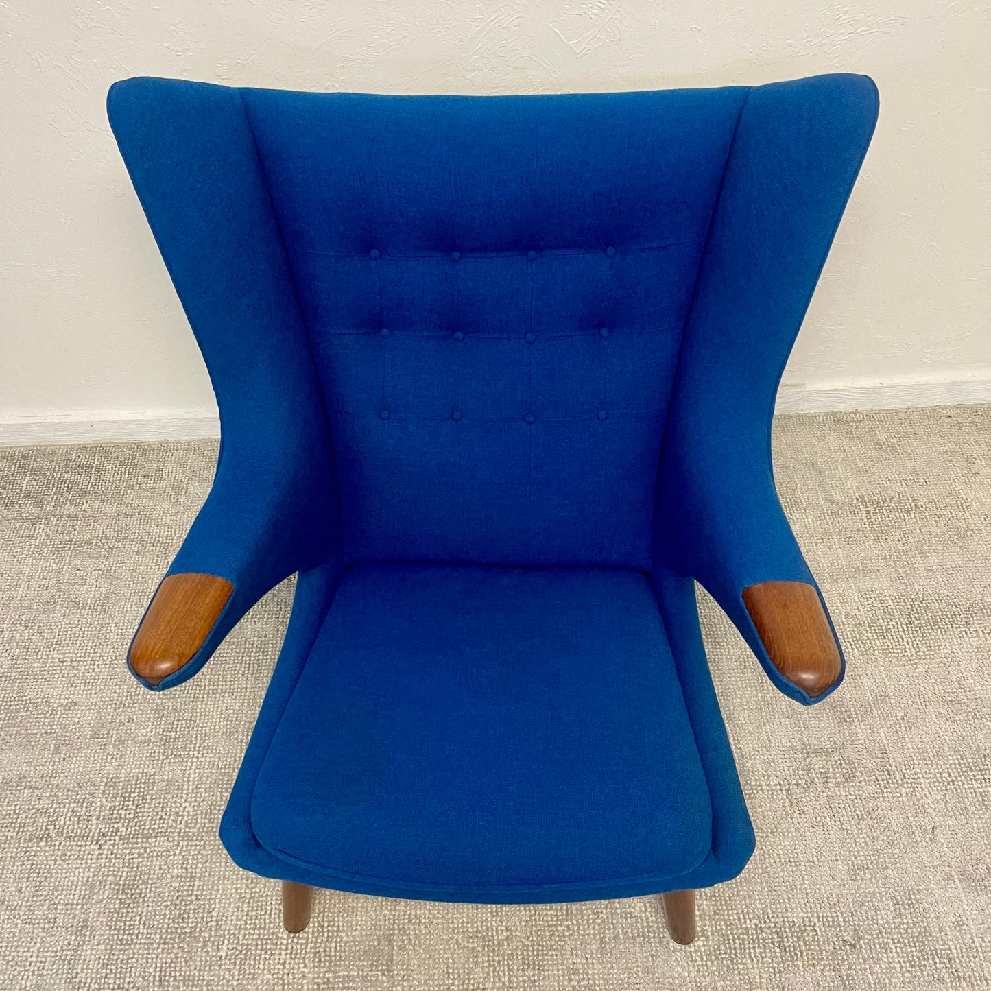 MID CENTURY MODERN PAPA BEAR CHAIR AND OTTOMAN BY HANS J. WEGNER