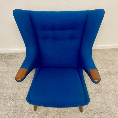 MID CENTURY MODERN PAPA BEAR CHAIR AND OTTOMAN BY HANS J. WEGNER