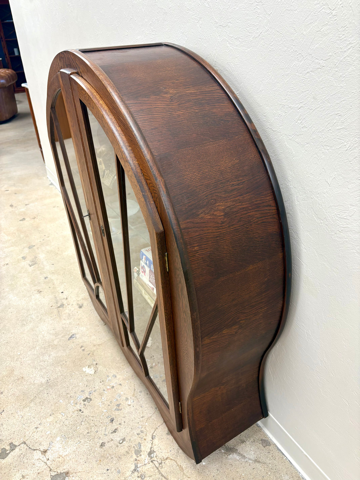 Antique Oak Art Deco Bookcase/Display Cabinet - England