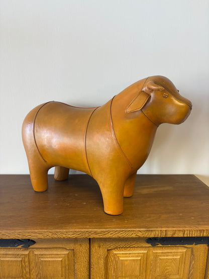 VINTAGE LEATHER BULL IN THE STYLE OF DIMITRI OMERSA