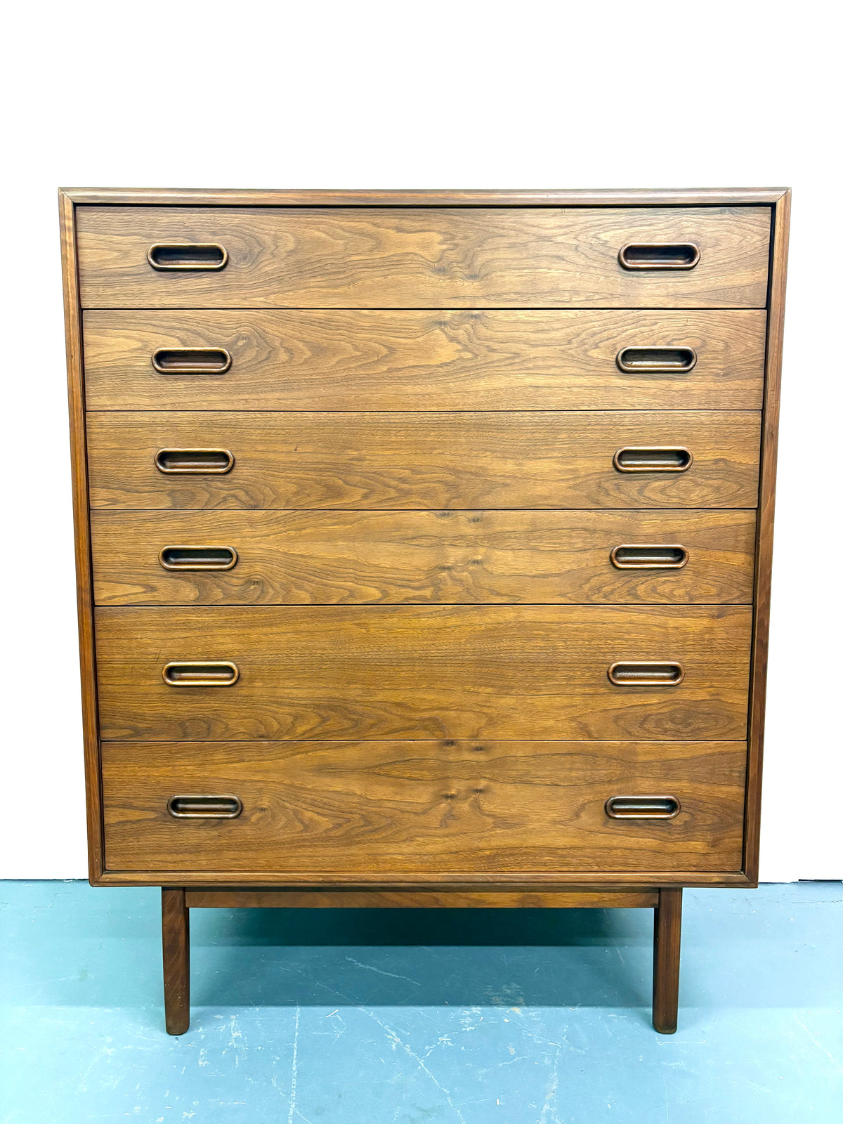 Mid Century Six Drawer Tall Dresser By Jack Cartwright for Founders - American