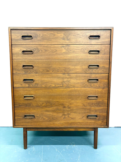 Mid Century Six Drawer Tall Dresser By Jack Cartwright for Founders - American