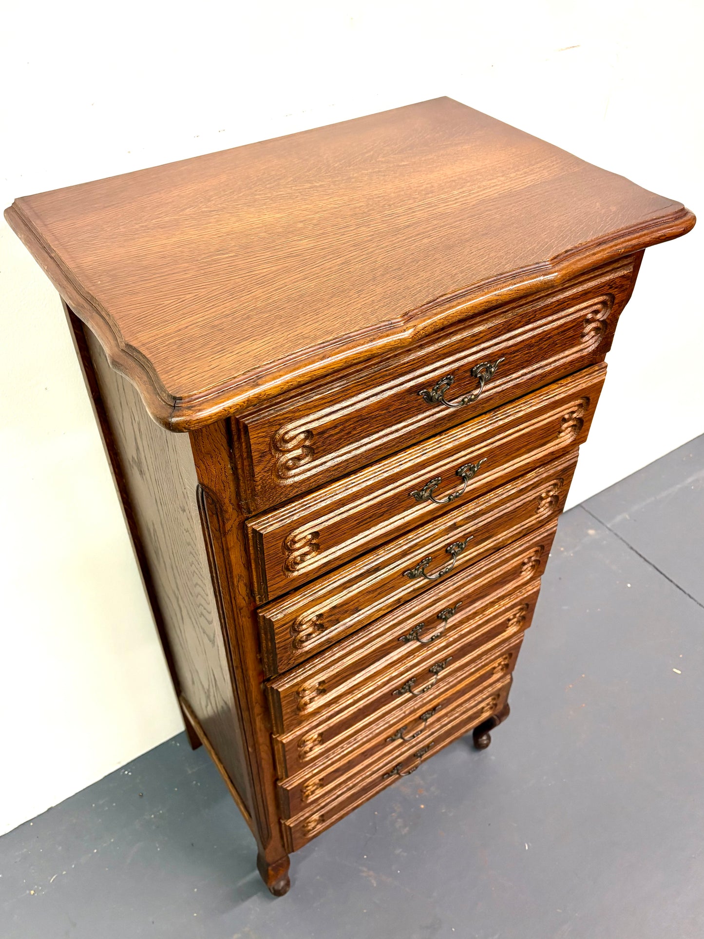 Antique Louis XV Style Oak Semainere/Seven Drawer Chest - France