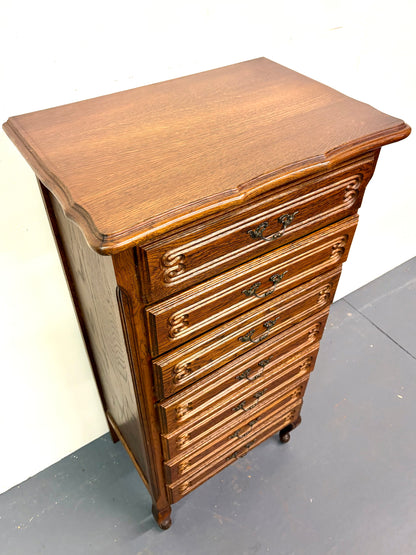 Antique Louis XV Style Oak Semainere/Seven Drawer Chest - France
