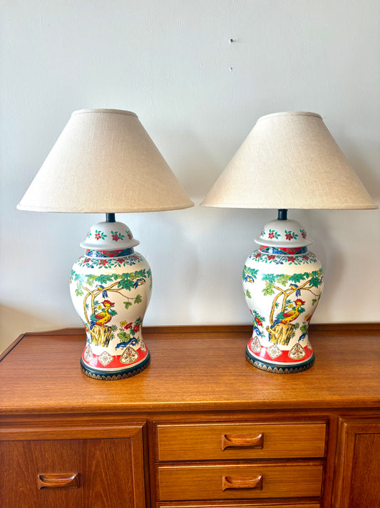 Mid Century Chinoiserie Style Pair of Table Lamps by Paul Hanson