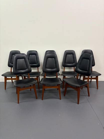 Rare Mid Century High Back Teak Set Of Eight Dining Chairs by Arne Hovmand-Olsen - Denmark