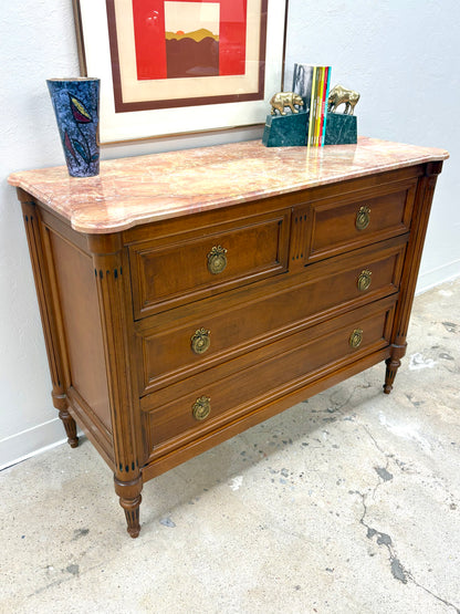 French Louis XVI Style Marble Top Four Drawer Chest/Dresser #2 - France