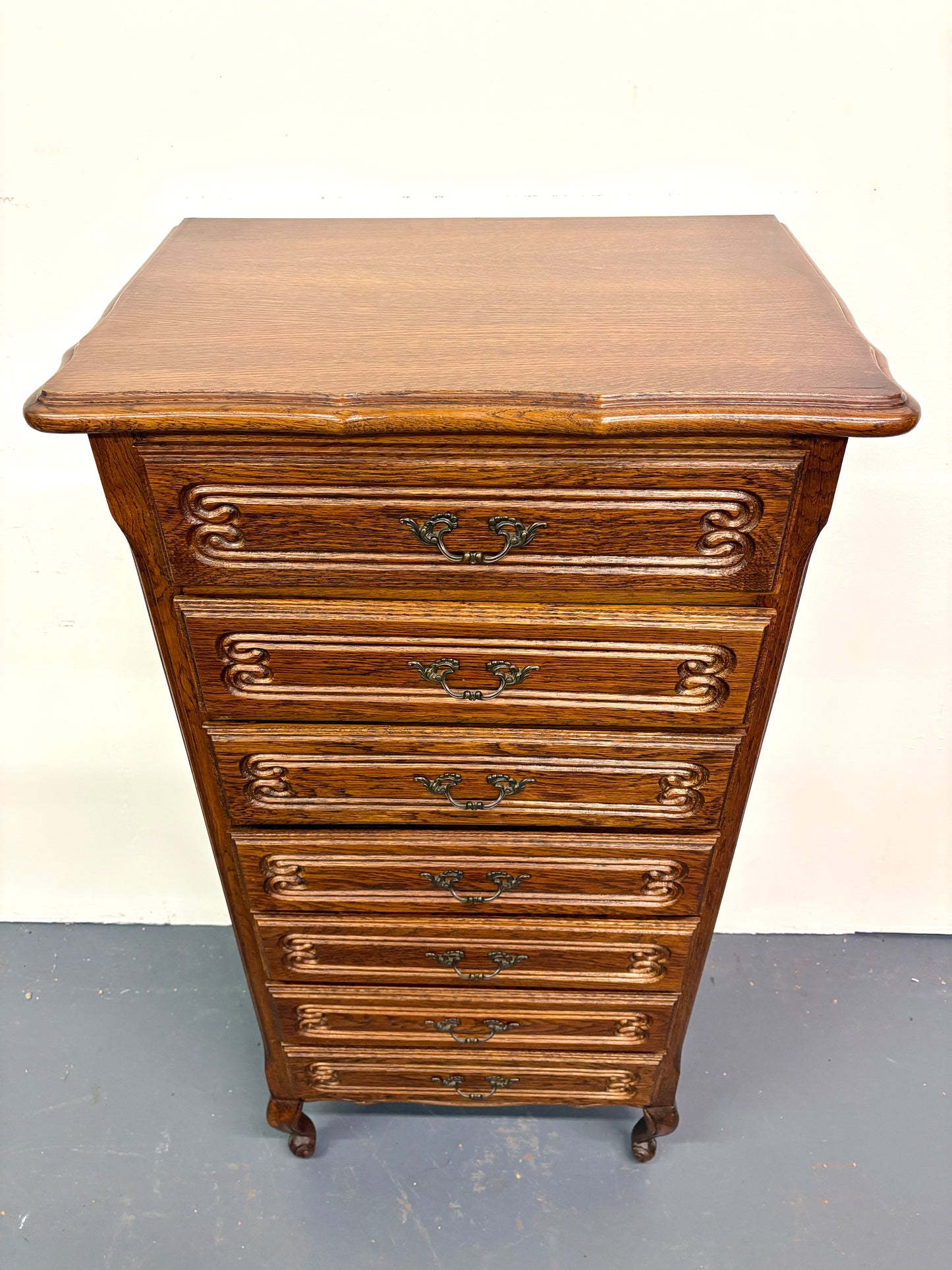 Antique Louis XV Style Oak Semainere/Seven Drawer Chest - France