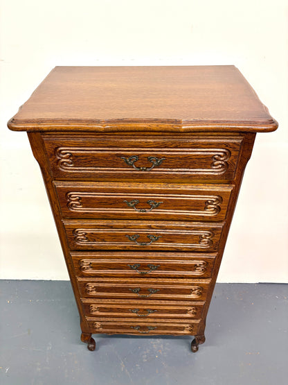 Antique Louis XV Style Oak Semainere/Seven Drawer Chest - France