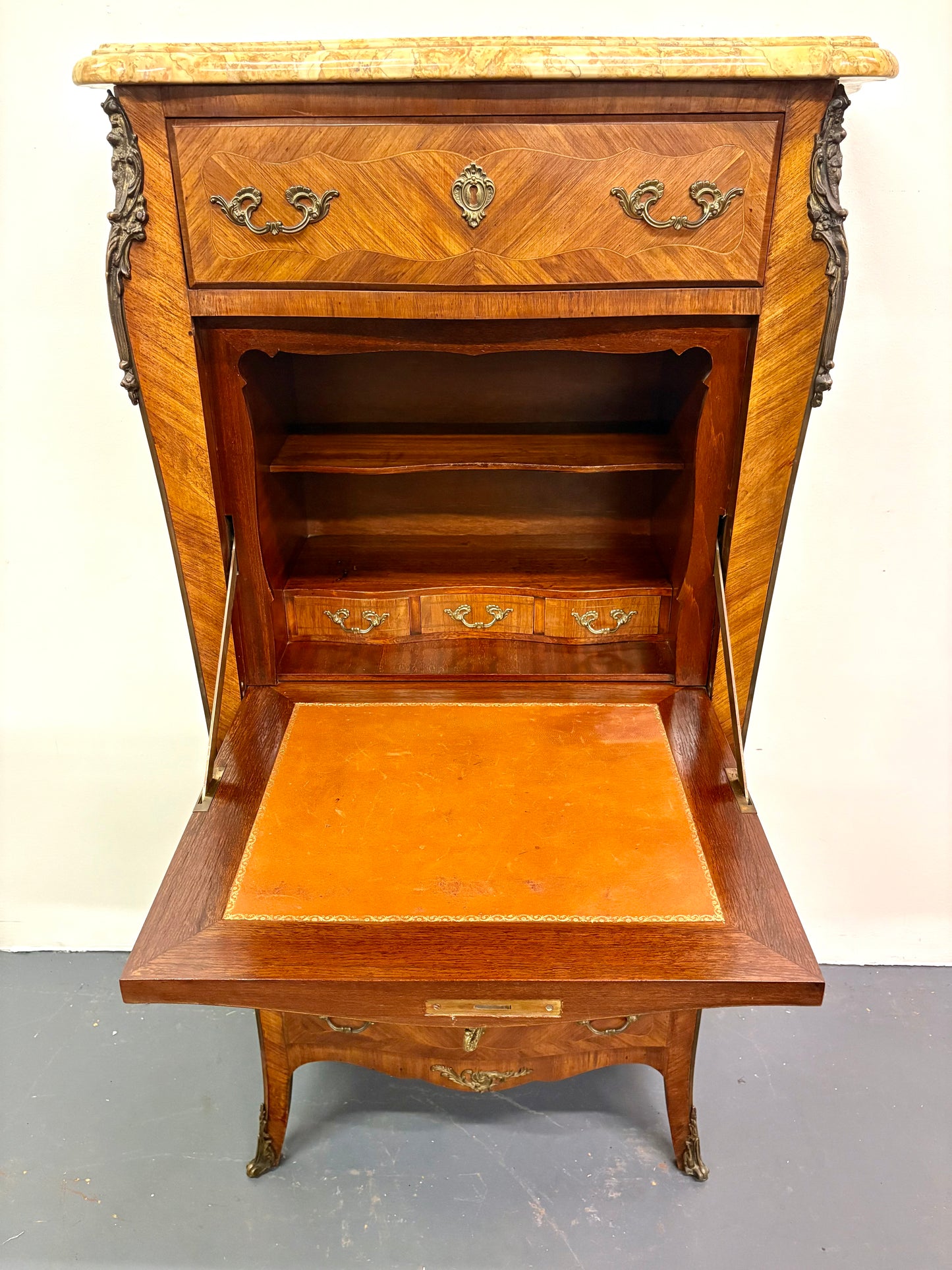 French Louis XVI Style Marble Top Secretary/Abattant - France