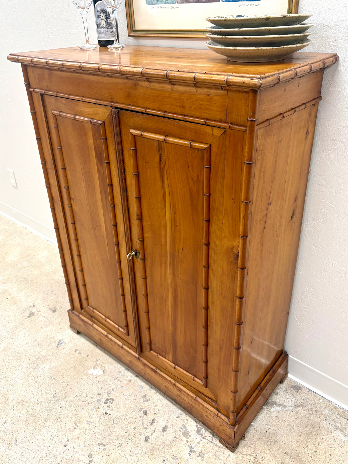 Antique French Faux Bamboo Two Door Cabinet - France