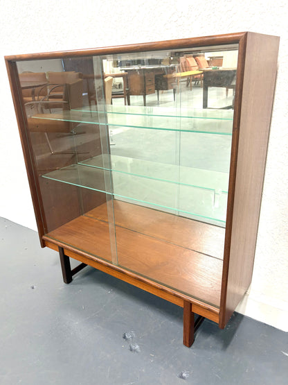 Mid Century Glass Front Mirrored Back Display Cabinet - England