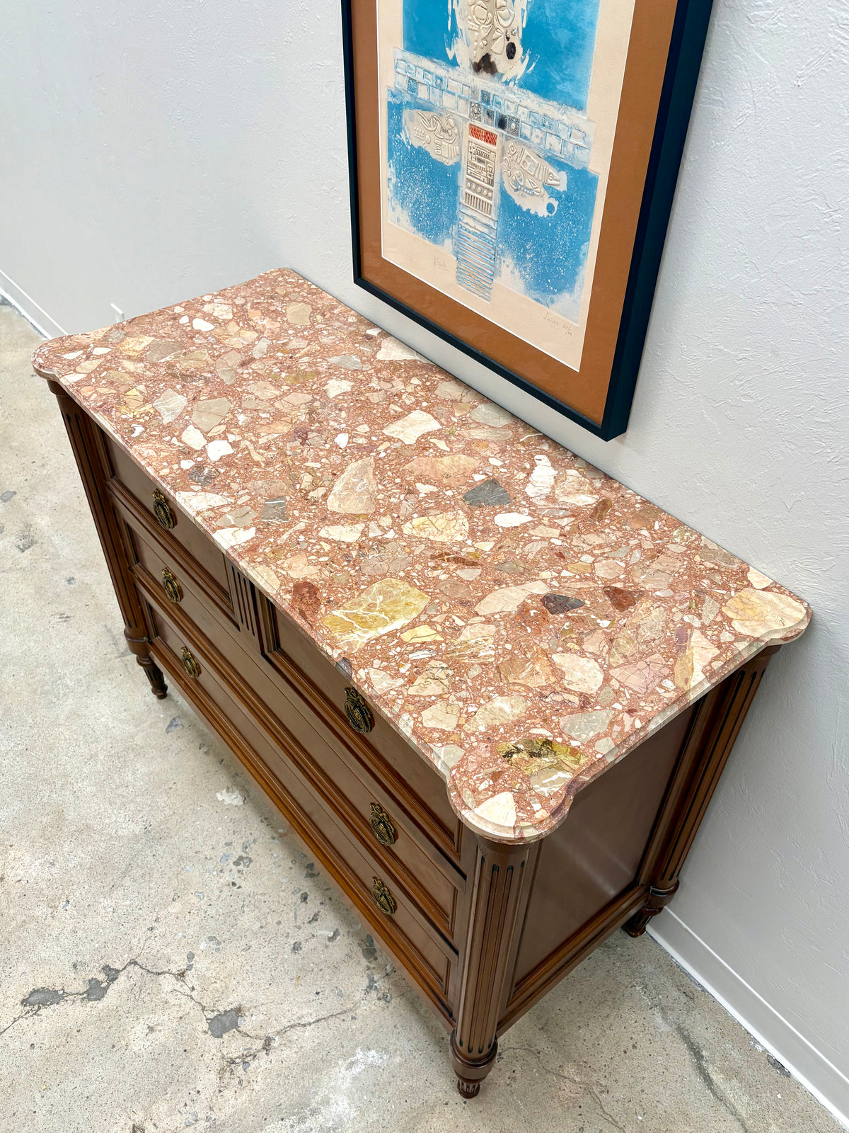 French Louis XVI Marble Top Four Drawer Chest/Dresser #1 - France