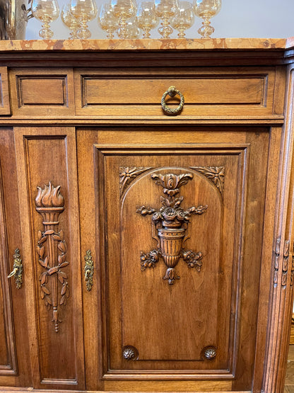 ANTIQUE FRENCH MARBLE TOP BUFFET/SIDEBOARD, FRANCE