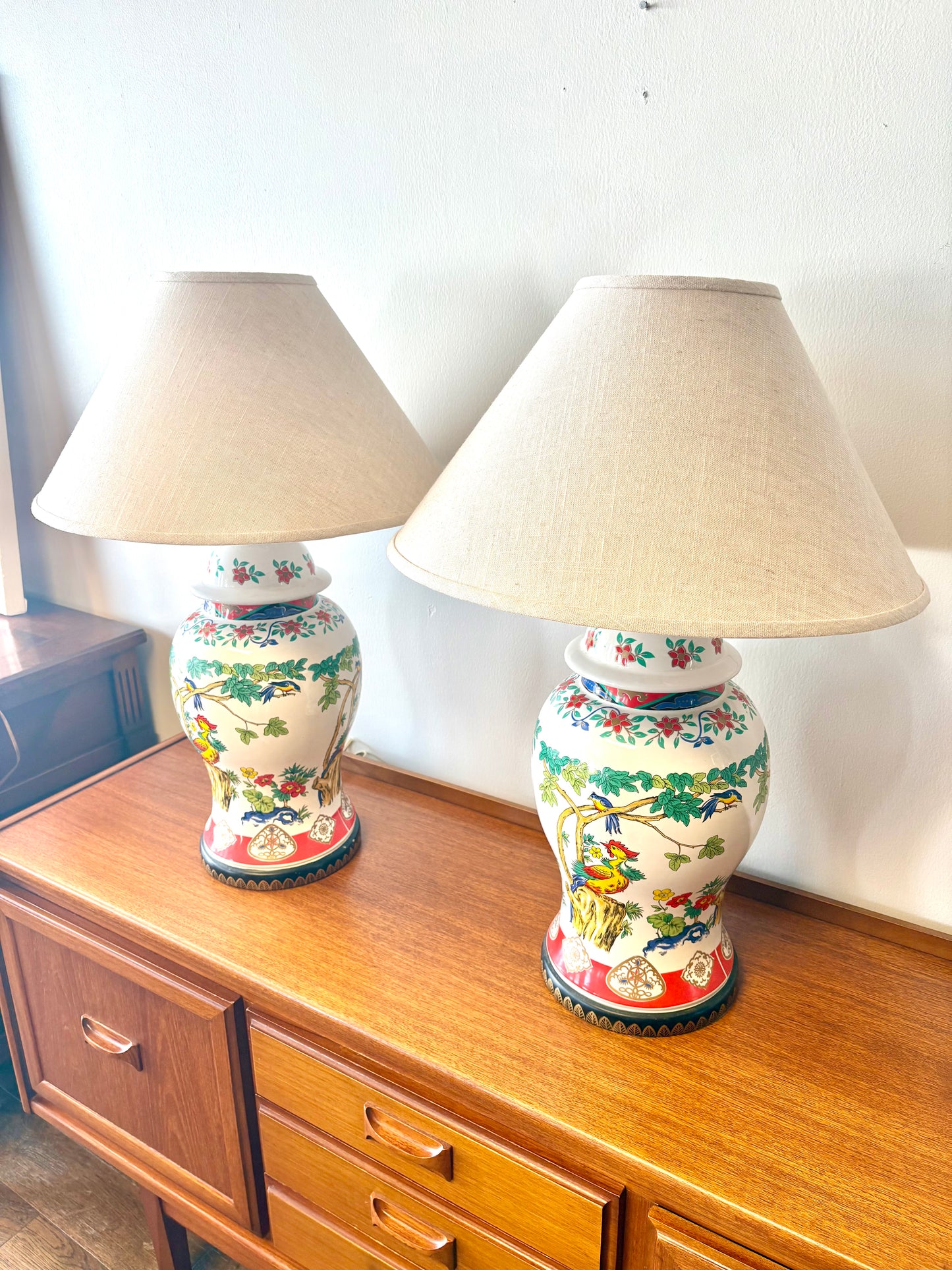 Mid Century Chinoiserie Style Pair of Table Lamps by Paul Hanson