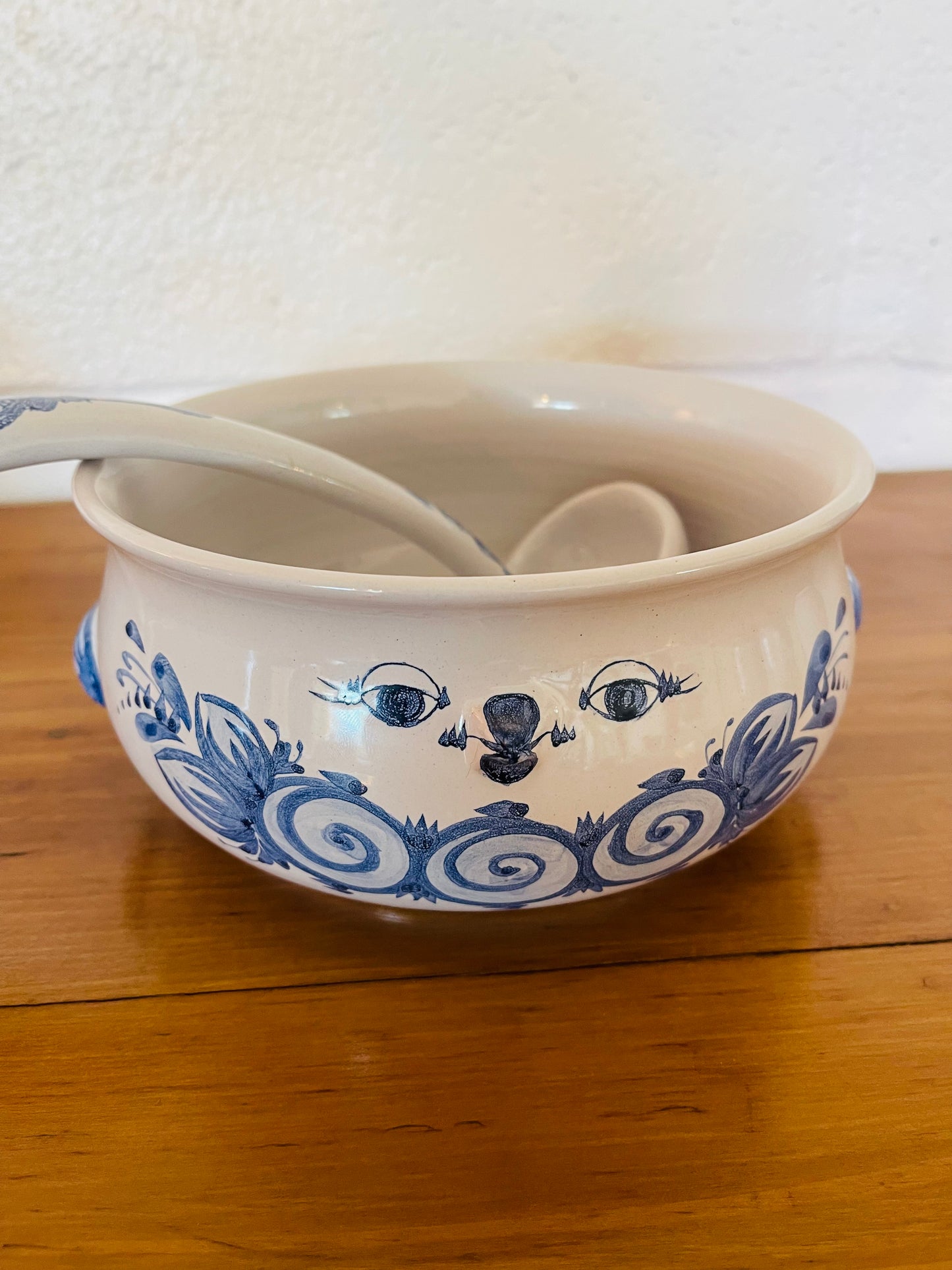 VINTAGE BJØRN WIINBLAD SIGNED CERAMIC SOUP TUREEN AND LADLE, MODEL V68, DENMARK