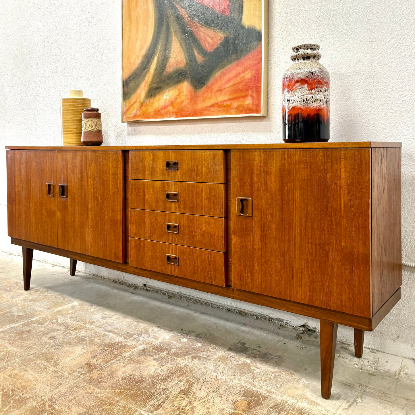 Long Mid Century Teak Credenza/Sideboard From England