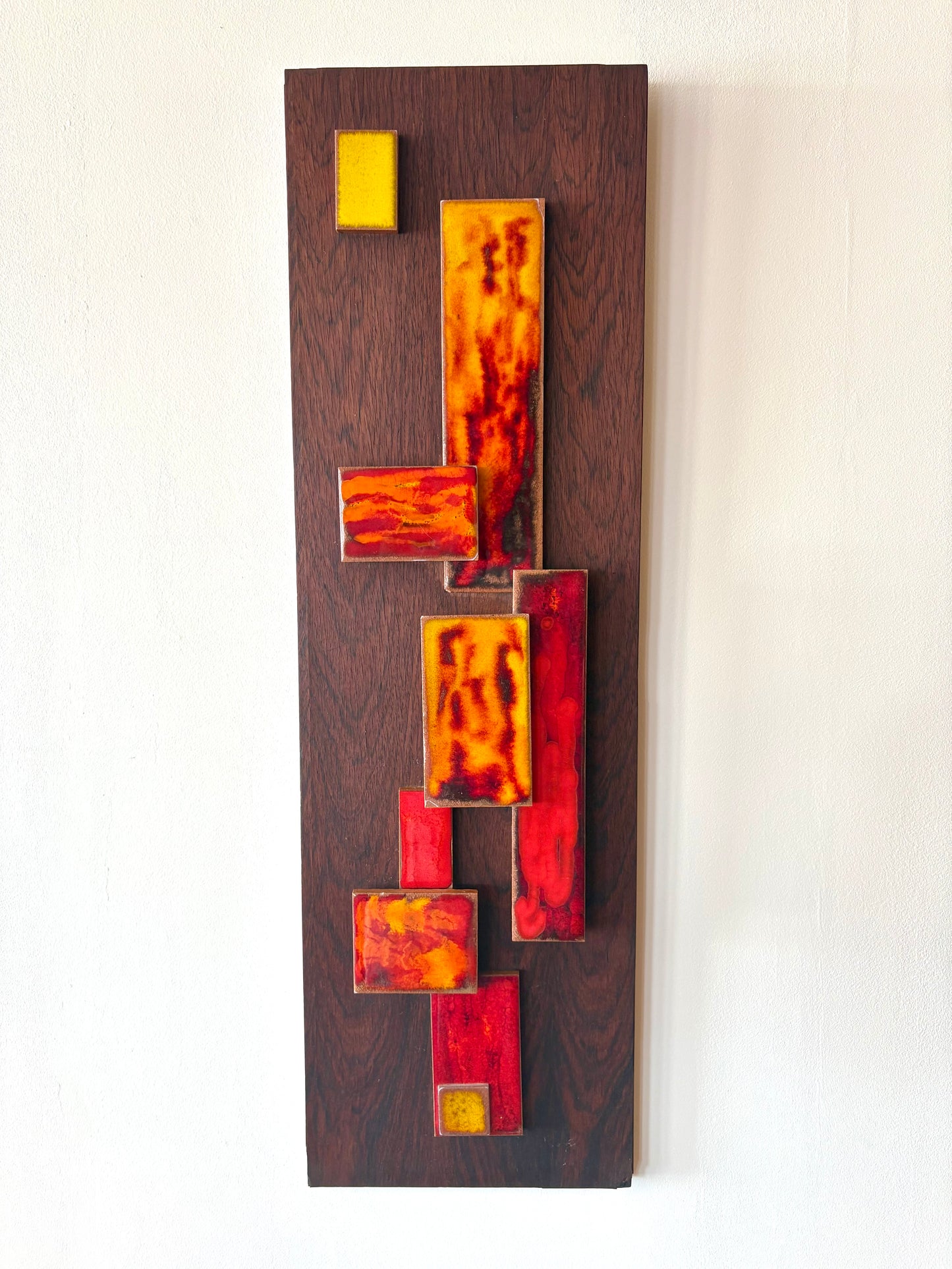 Fantastic Mid Century Tile & Walnut Art by Harris G. Strong -American