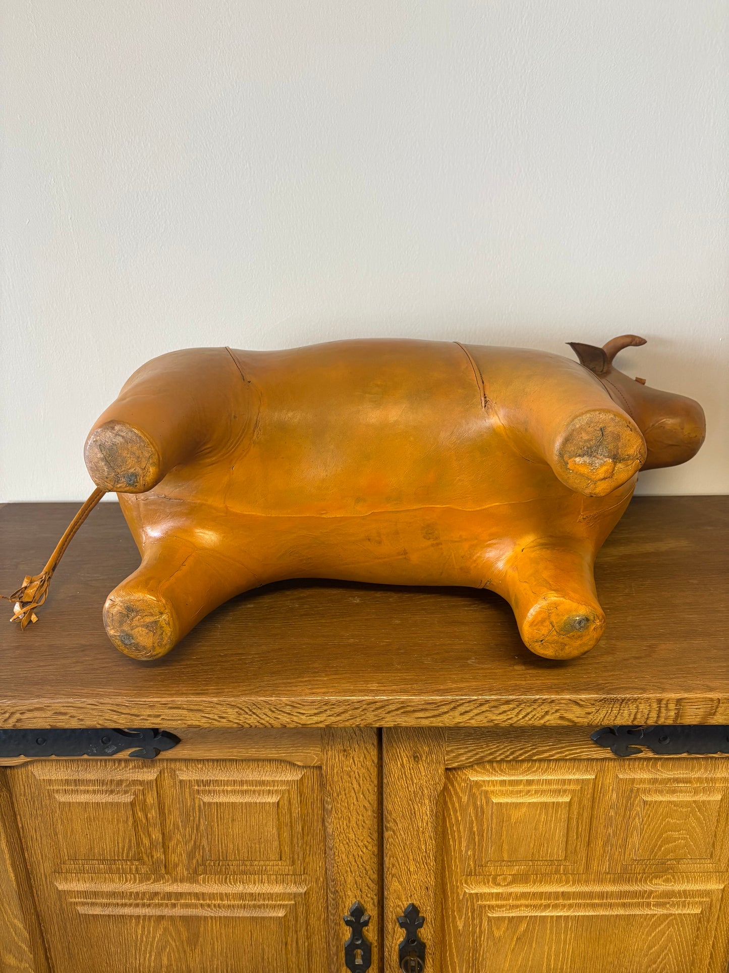 VINTAGE LEATHER BULL IN THE STYLE OF DIMITRI OMERSA
