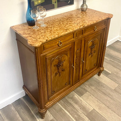 ANTIQUE FRENCH MARBLE TOP BUFFET/SIDEBOARD, FRANCE