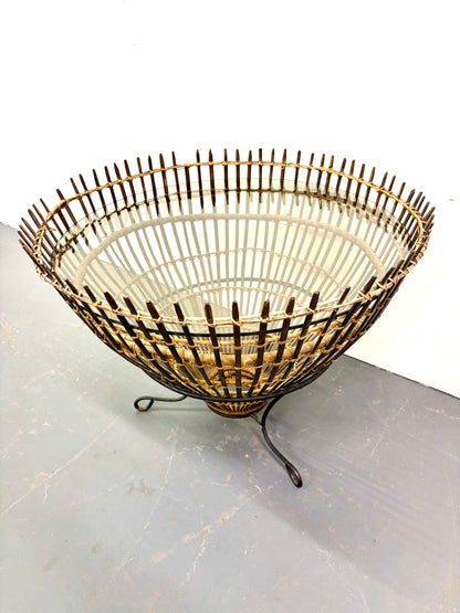 Mid Century “Fish Trap” Basket Side Table By Franco Albini