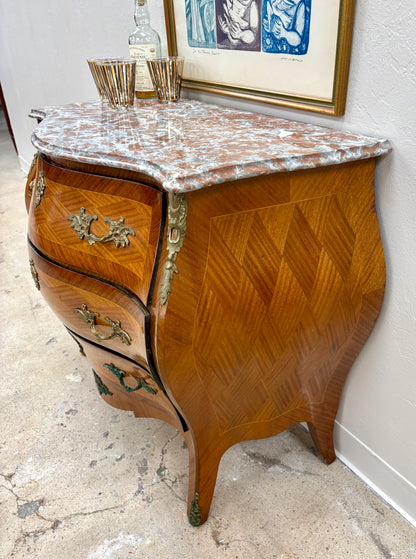 Antique Swedish Marble Top Bombe Chest/Dresser - Sweden