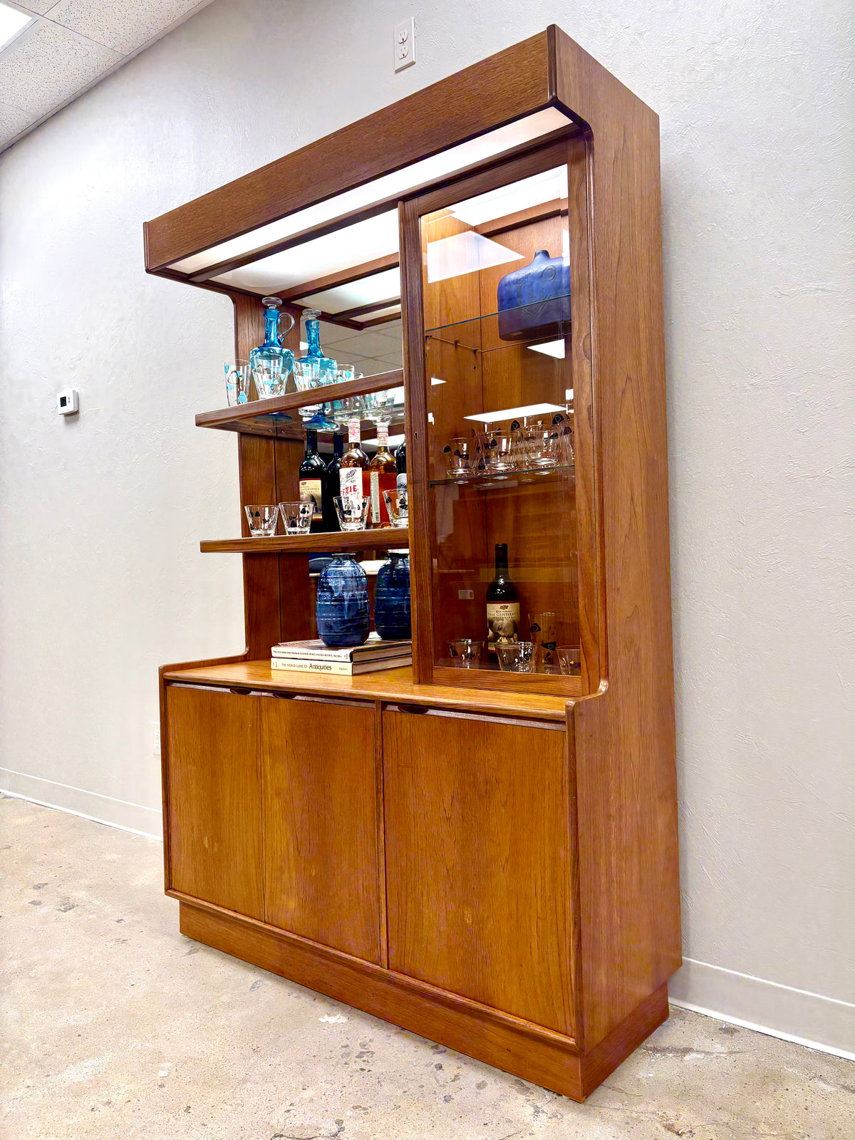 Mid Century Teak Lighted Dry Bar By Turnidge of London - England
