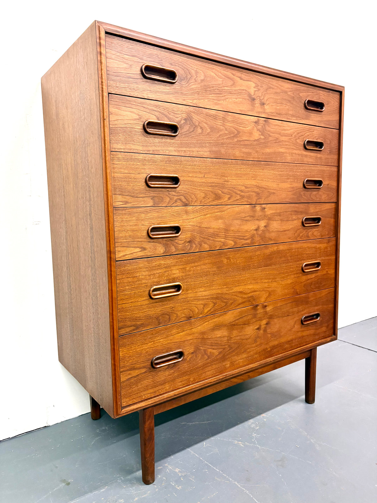 Mid Century Six Drawer Tall Dresser By Jack Cartwright for Founders - American