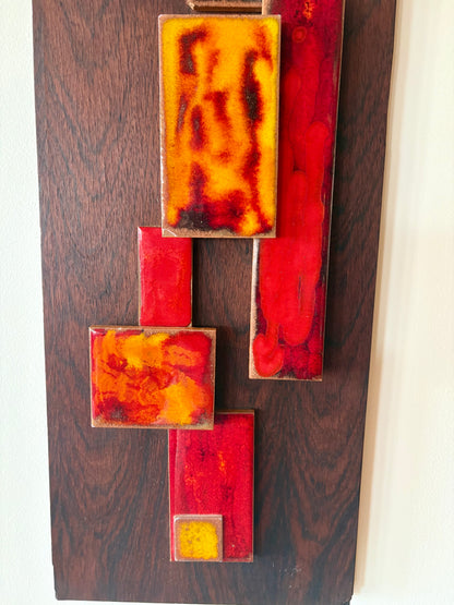 Fantastic Mid Century Tile & Walnut Art by Harris G. Strong -American