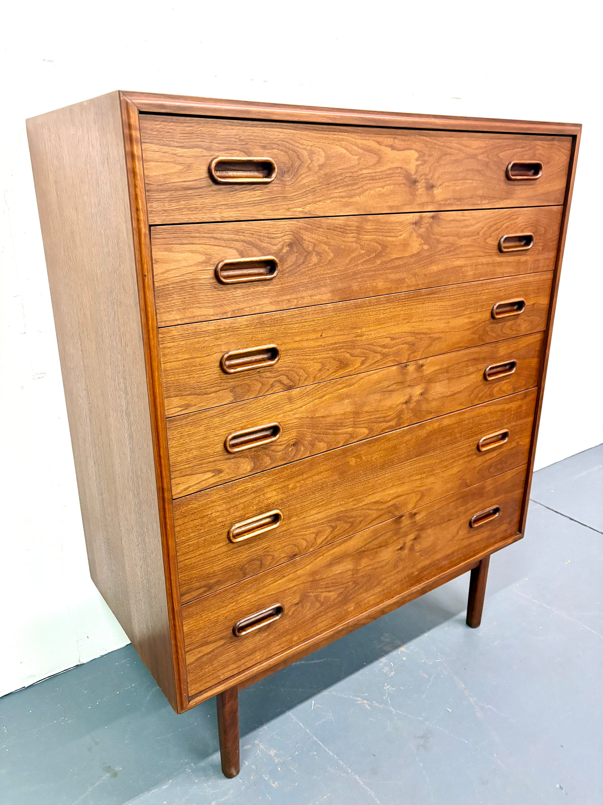 Mid Century Six Drawer Tall Dresser By Jack Cartwright for Founders - American