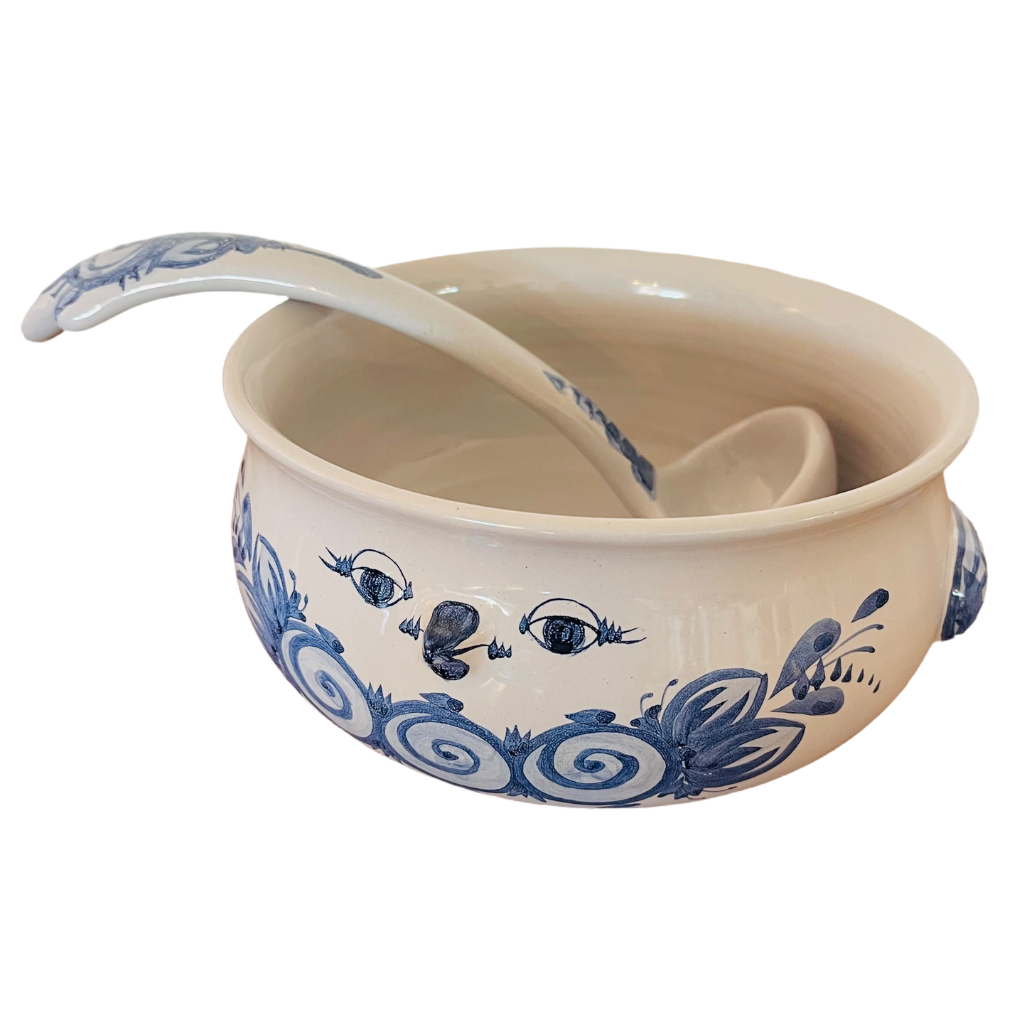 VINTAGE BJØRN WIINBLAD SIGNED CERAMIC SOUP TUREEN AND LADLE, MODEL V68, DENMARK