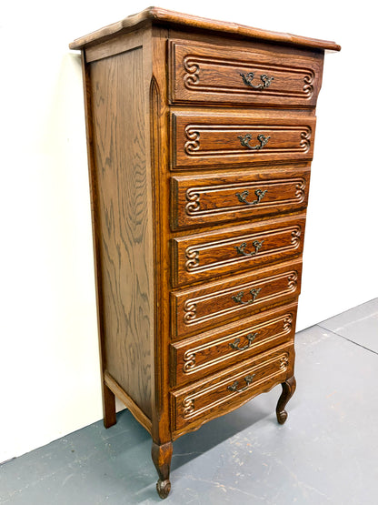 Antique Louis XV Style Oak Semainere/Seven Drawer Chest - France