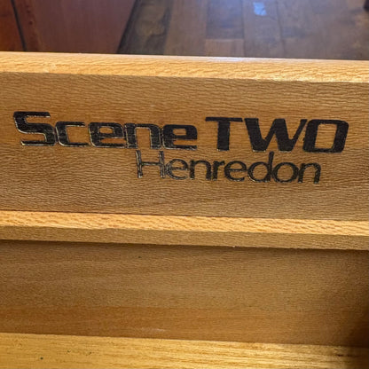 Mid Century Olive Burl Wood Dresser by Heredon “Scene Two” Design