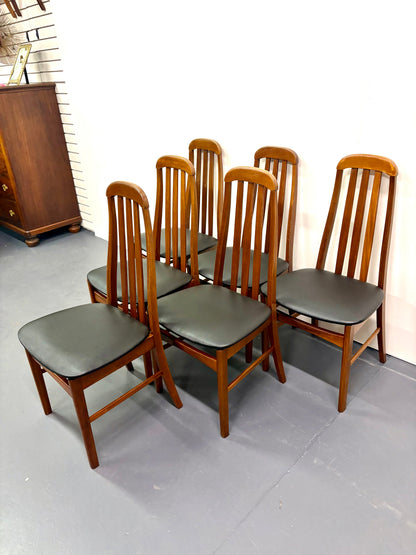 Mid Century Teak Set Of Six High Back Dining Chairs from England